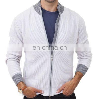 Men crew neck cashmere jacket Elbow Patch Cardigan zipper sweater clothing