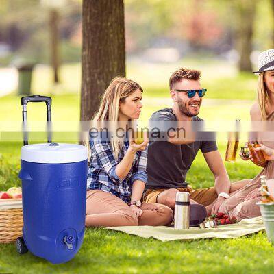 20L Hot Selling PP PU PE Large Wheels Deep Thermal Insulated Blue Cooler Jug