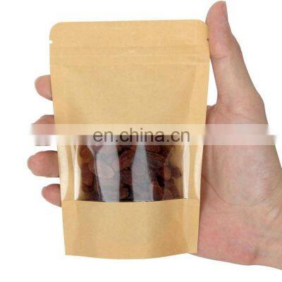 Sale Of Different Size Brown Kraft Paper Zipper Food Coffee Tea Stand Up Bag Pouch With Clear Window