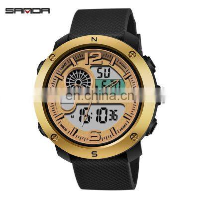 SANDA 762 Cheap Wristwatch For Mens Silicone Strap Digital Quartz Designer Watches Oopular Brands