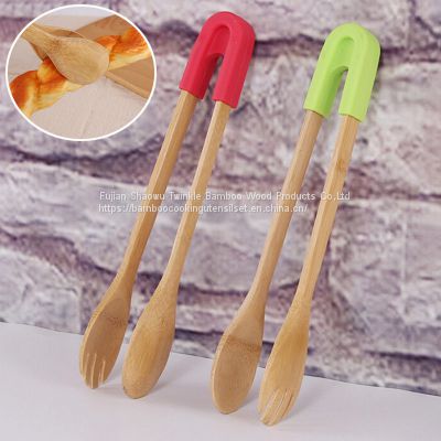 Bamboo cooking tong wholesale bamboo tong with silicone case