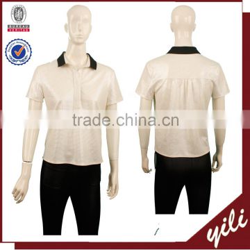 2016 latest fabric rib neckline polo shirt women shirt clothing