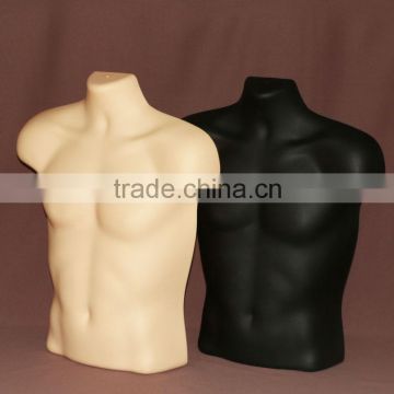 Plastic hanging man headless half-body male mannequin torso
