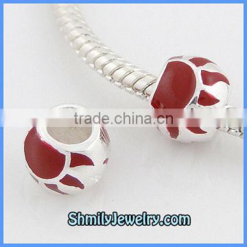 Wholesale Red Sun Enamel 925 Sterling Silver Beads BES39