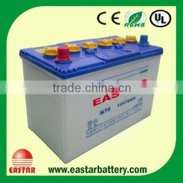 Best High CCA 12V 70AH 80D26L MF for car sla battery lead acid battery