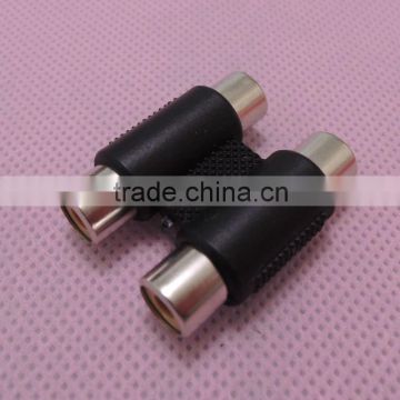 Audio system black RCA female to RCA female connector adapter 2 to 2
