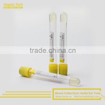 yellow top gel and clot blood collection tube