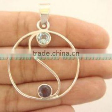 A3033 Sterling Silver Iolite & Blue Topaz. Pendant, Semiprecious Pendant, sterling silver jewelry