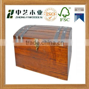 Wooden factory antique jewelry wooden domed chest box with clasp