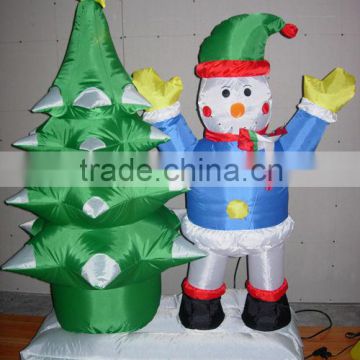 inflatable christmas tree with snowman decoration