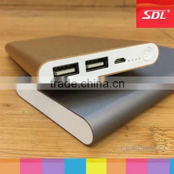 Private mould Li-polymer dual USB thin emergency power bank 8000mah 5V/2.1A for tablet