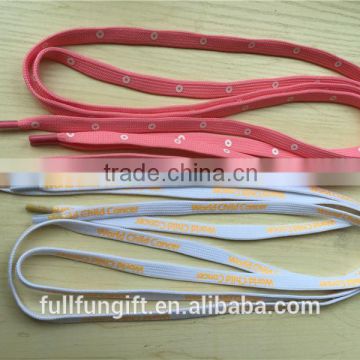 Polyester cheap custom logo shoe lace manufacturing for promotional gifts