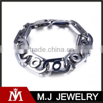 Fashion Silver Tone Curb Chain Bangle Men Stainless Steel Bracelet