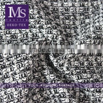 Wholesale black/white trendy tweed fabric, fancy thick black white plaid fabric for scarf