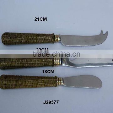 Weaved handle Cheese knife and Butter Knife made in Steel with Mirror polish