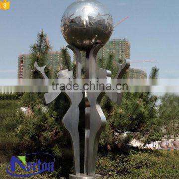 Outdoor abstract woman holding sphere stainless steel sculpture NTS-011A