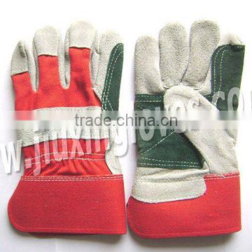 Cow split leather gloves with reinforced palm