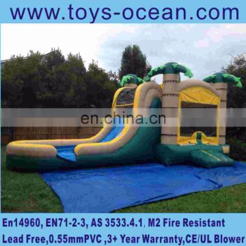 inflatable palm jungle bouncer jumps with water slide combo