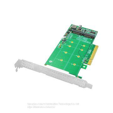 Linkreal Add on Cards PCIe M.2 NVMe Adapter 2 Port PCIe 3.0 x8 to M.2 NVMe SSD Adapter