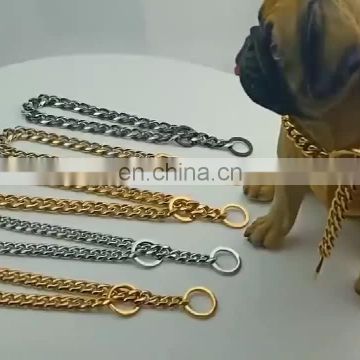 2019 New Trendy Luxurious Golden Stainless Steel Dog Collars and Leash