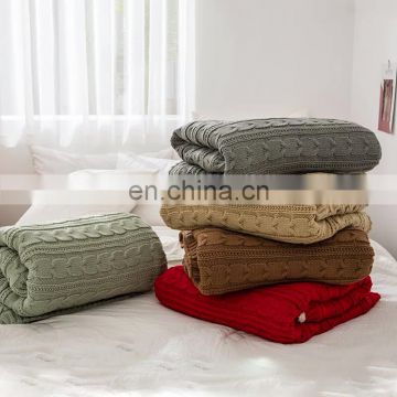 2020 newest design Nordic style factory direct supply wool  sherpa knitted 2 layers blanket for winter with competitive price