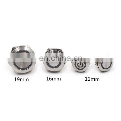 12mm16mm19mm 22mm 25mm 30mm short touch metal push button, momentary tact switch with led
