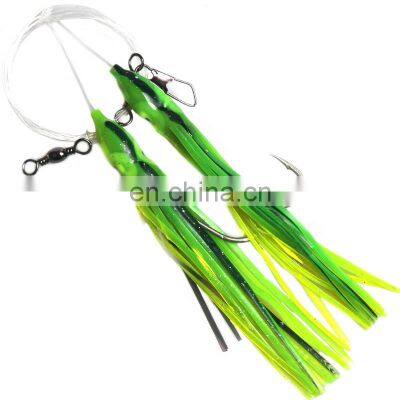 12.5cm 15g Soft Rubber Bait Octopus Skirts Lures With Glow Hook Line Swivels Sabiki Rigs  Trolling Octopus Squid fishing Lure