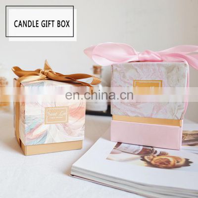 custom logo pink rectangle luxury candle packaging boxes empty candle jars with gift box