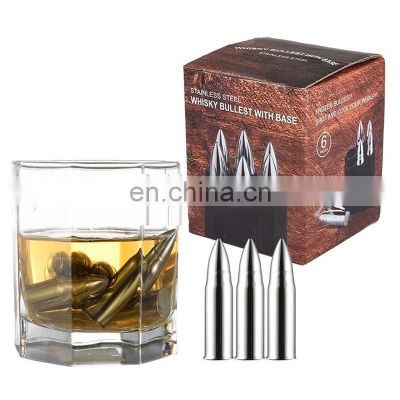 Personalized Logo Custom Whiskey Stainless Steel Bullet Refreezable Reusable Ice Cubes