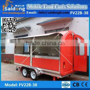 Stainless steel mobile hot dog cart food cart customized design catering trailer for design