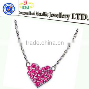 fashion red rhinestone heart shaped necklace for women