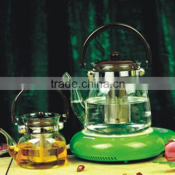Clear high borosilicate glass tea pot set with SS filter