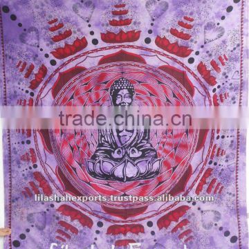 502 Cotton Lotus Budha coton Tenture Bedspread Bed cover Bedsheet curtain jaipur sanganer print rideau tenture algadon Colcha