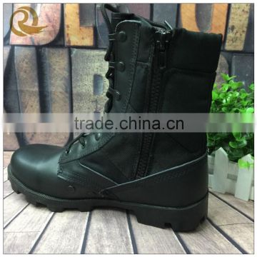 Top quality fashion black leather custom canvas tactical combat boots