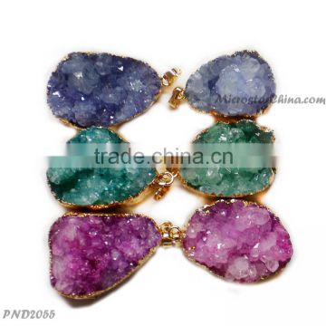 Mixed Color Drusy Pendant Nature Geode Stone Pendant