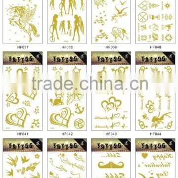 2015 best seller eco-friendly good quality fashion temporary tattoo gold