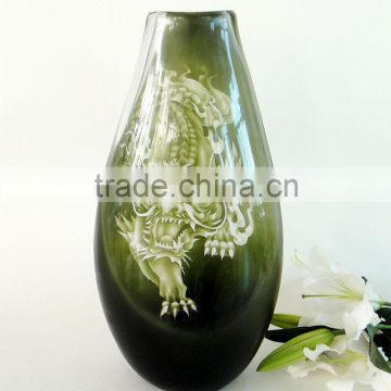 Sandblast Glass Vase for Home Decoration