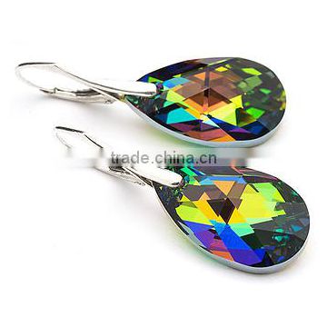 rainbow gemstone silver earings