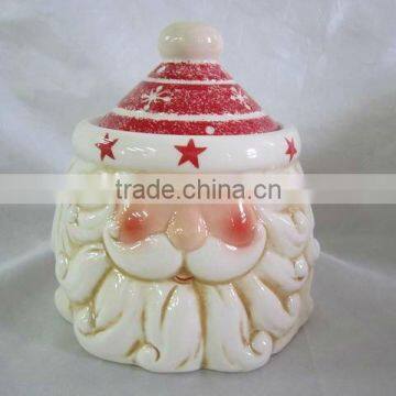 ceramic cookie jar with Santa Clause design