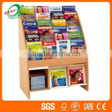 Space Saving Solid Wood Magazine Display Shelf