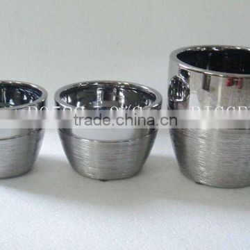 ceramic flower pots chromed and electro-plating silver pots