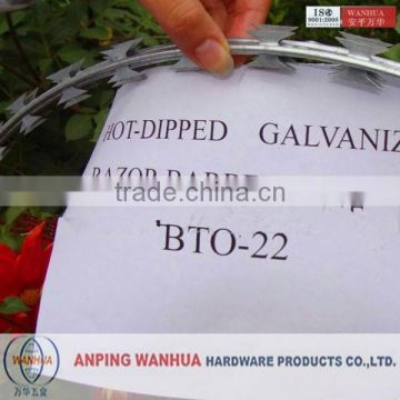 BTO-22 galvanized razor blade wire (manufacturer)