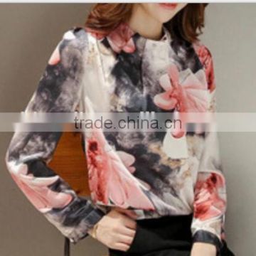 popular new style tops wholesale crew neck blouse women's pleated tops