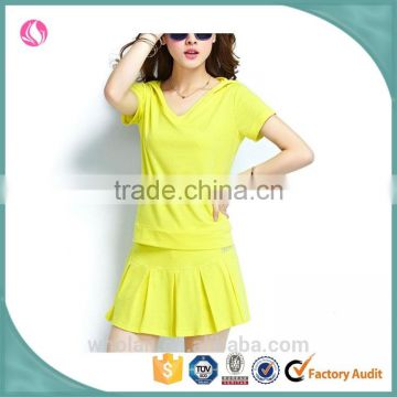 Hot sale yellow sweet trendy butterfly printing tennis apparel women