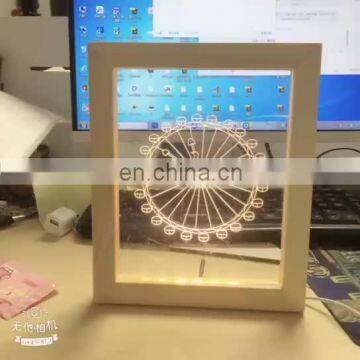 customize  acrylic wood photo frame led  night lamp custom photo lamp  with factory price