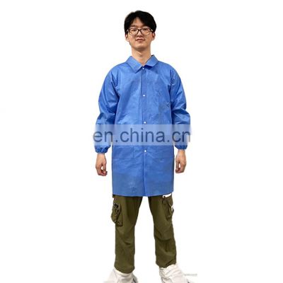 Professional disposable sterile blue isolation lab coat pp ce with long sleeves