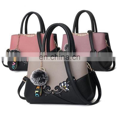 Fashion PU Leather shoulder bag Women Ladies Handbag with Flower