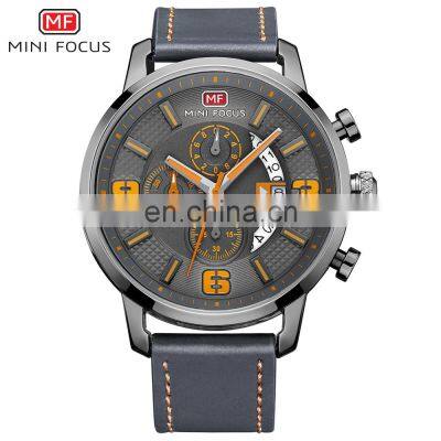 MINI FOCUS MF0025G New Fashion Chronograph Luxury Brand Army Military Sports Male Analog Watches Quartz Men Casual Leather Band