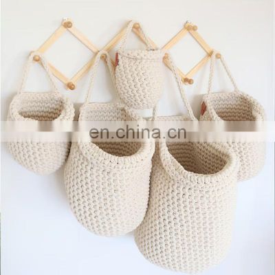 Hot Sale Small Medium Large Pastel Decor Crochet Hanging Bag, Hanging Cotton Basket Vietnam Supplier Cheap Wholesale