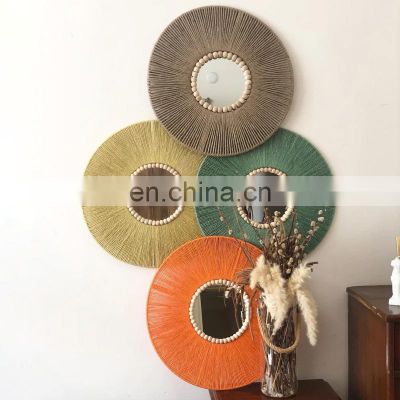 HOT Sale Large Jute Wall Hanging Mirror , Bedroom Decor Gift , Boho Rope Mirror Bohemian High Quality Cheap Wholesale